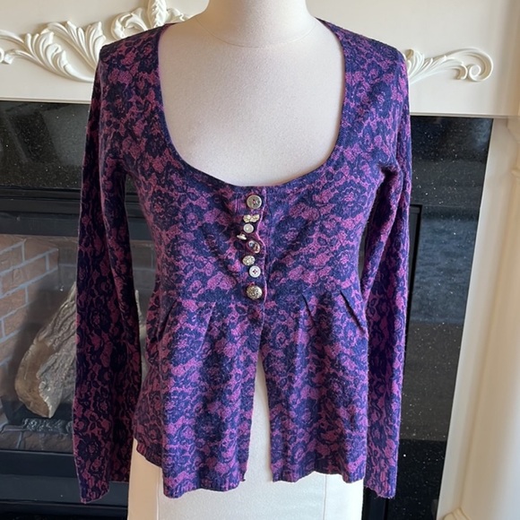 dELiA*s Sweaters - Romantic Sweater Delias Vintage Purple Peplum Top Sweater Cardigan Womens M